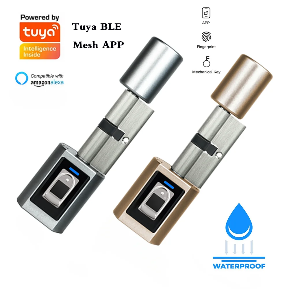 Tuya BLE Intelligentes elektronisches Türschloss, Bluetooth-Fernbedienung, wasserdicht, intelligenter Zylinder, Fingerabdruck, APP-Schlüssel, Entsperren für Zuhause Image