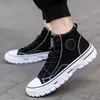 Fashion High Top Leinwand Schuhe Männer Lace-up Turnschuhe Mit Plattform Beige Schwarz Grau Atmungsaktive Männer Skateboard Trend Schuhe