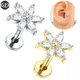 1pc g23 Titan Ohr stecker mit 6 Marquise cz Blüten blättern Blume Innengewinde Labret Lippen helix