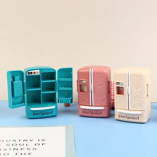 Miniatur Puppenhaus Retro Küche Kunststoff Kühlschrank Kühlschrank Gefrier schrank für Puppe