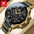 OLEVS-Montre à Quartz Originale pour Homme Bracelet en Céramique de Luxe Montres pour Homme Phase