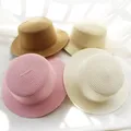 Chapeau de paille monochromatique pour femme simple parent-enfant pare-soleil casquettes à la