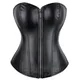 Corset en Faux Cuir Synthétique Bustier à Fermeture Éclair Couleur Unie Noir Rouge Grande