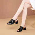 2024 nuova estate donna sandali con tacco quadrato donna Peep Toe Mix Color Med sandali con tacco