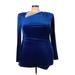 Zara Casual Dress - Bodycon Boatneck Long sleeves: Blue Dresses - Women's Size 2X-Large