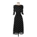 H&M Casual Dress - Midi Square 3/4 Sleeve: Black Polka Dots Dresses - Women's Size 2