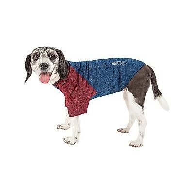 Pet Life Active Hybreed 4-Way Stretch Two-Toned Performance Dog T-Shirt, Blue/Maroon, Small