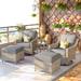 Latitude Run® Wicker 5 Pieces Swivel & Rocking Chairs w/ Cushions & Ottomans | Outdoor Furniture | Wayfair D92565F00B0143108049656C44C02B48