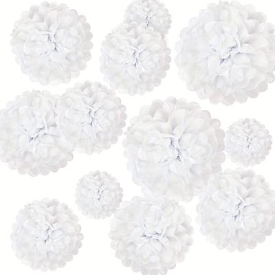 "12pcs 12"" 10"" 8"" 6"" White Tissue Paper Pom Poms Flowers Party Decorations Diy Hanging Paper Balls For Wedding Birthday Party Easter Gift"