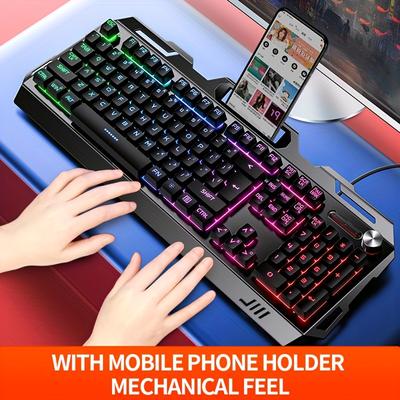 Yindiao V2 Computer Wired Keyboard E-sports Gaming Typing Office Universal Usb Plug-in Hair Light Keyboard Available For Windows System