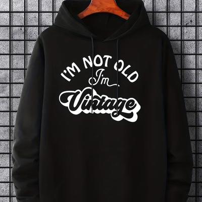 TEMU Hoodies For Men, Funny 'vintage' Hoodie, Men's Casual Long Sleeve Pullover Hooded Sweatshirt With Kangaroo Pocket For , As Gifts Image