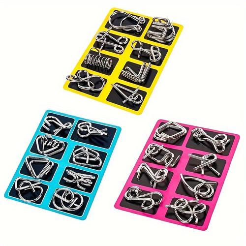 8pcs/set Puzzle Wire Iq Mind Brain Teaser Puzzles Children Adults Interactive Game Educational Toys