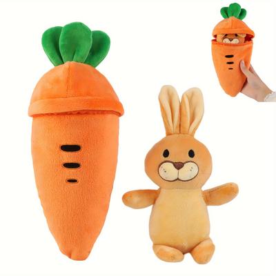 28cm/11.02in Easter Plush Carrot Stuffed Animal 9.05in Surprise Zip Up Rabbit Hideaway Spring Inspired Gift Birthday Mother's Day Home Sofa Decor New Year's Gift Christmas Creative Throw Plush Toys