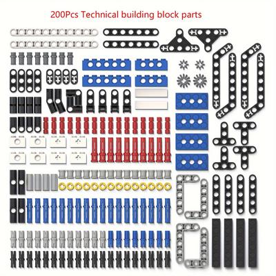 200pcs, Connector Set For Technic Series Parts, Diy Assortment Pack (liftarm, Pins, Axles, Connectors) For Technic Building Blocks Set