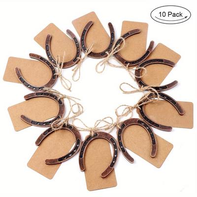 TEMU 10pcs/set, Good Lucky (7x6cmx4mm), Metal Mini Craft Decorations, Vintage Wedding Party Decorations, 4mm Thickness Good Luck Horseshoe Wedding Favors