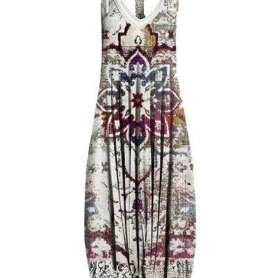 TEMU Floral Print V Neck Harem Jumpsuit, Casual Sleeveless Jumpsuit For , Women's Clothing Image
