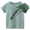 Boys Cartoon Crocodile T-shirt Tee Top Short Sleeves Crew Neck Summer Casual Kids Cotton Clothes