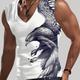 Eagle Pattern, Men's V Neck Skinny Fit Tanktops, Comfy Trendy Vest For Gym Sport, Mens Clothing