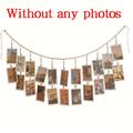 1pc Hanging Photo Frame With 22 Clips, Boho Wood Bead Decor Hanging Frame Clip For Dorm, Classroom, Bedroom, Home Decoration, 150cm/43.3in