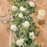 1pc Artificial Eucalyptus Garland With 10 Flowers, Fake Rose Gypsophila Garland, Faux Floral Garland Greenery Garland For Wedding Home Party Craft Art Table Runner Decor, Room Decor, Home Decor