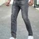 Slim Fit Straight Leg Jeans, Men's Casual Street Style Distressed Medium Stretch Denim Pants