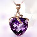 1pc Heart Shaped Amethyst Pendant Necklace Golden Findings Artificial Gemstone Necklace Love Amethyst Good Choice For Female Valentine's Day