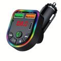Car Charger Rotatable Type C Wireless Fm Transmitter Handsfree Calling Car Kit U Disk Music Mp3 Player Colorful Atmosphere Light Dual Usb 3.1a Car Charger