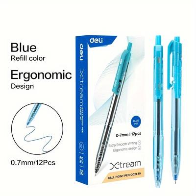TEMU Office Ball Pen 0.7mm 12pcs Box Ballpoint Pen Smooth Writing Low Ink Stationery Image
