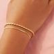2 Pcs Simple Chain Bracelets 14k Plated Dainty Copper Hand Chain Stackable Bracelet For Women & Girls