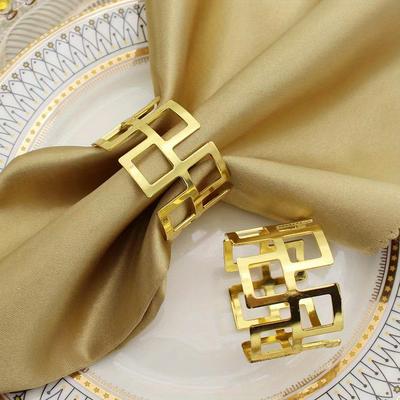 TEMU Set Of 6 Luxurious Napkin Rings In The Shape Of The , With A Golden Finish, Perfect For Decorating Dining Tables In Hotels With Grass Cloth Napkins.