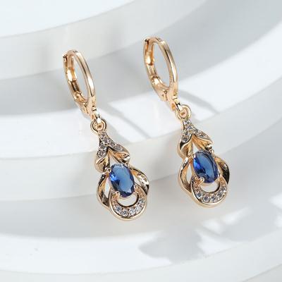 TEMU Women's Elegant Zirconia Drop Earrings 18k Gold Plated Ear Jewelry Banquet Dinner Decor For Women Image