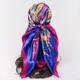 "35.4"" Vintage Feather Print Bandana Elegant Boho Square Scarf Imitation Silk Shawl Classic Head Wraps Turban For Women"