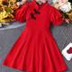 Girls Elegant Vintage Cheongsam Dress, Puff Sleeve Mandarin Collar Chinese Style Dress For Chinese New Year Party Halloween Costume