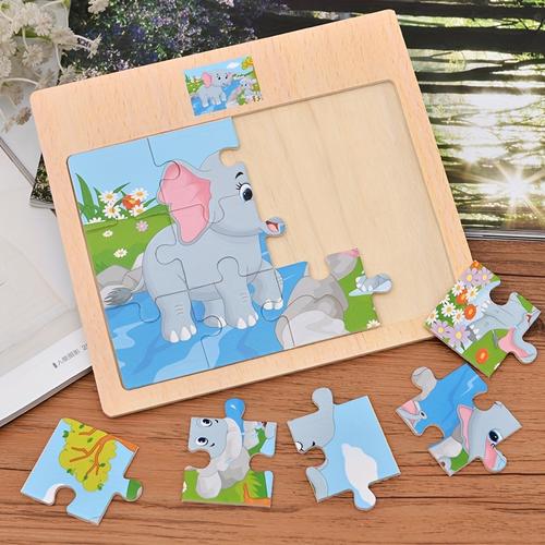 12pcs Wooden Jigsaw Puzzle, Cartoon Pattern Jigsaw Puzzle, Flat Panel Jigsaw Puzzle, Exercise Attention Cultivation And Patience Early Education Toy, New Year's Gift
