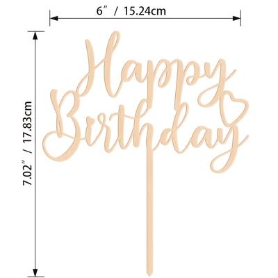 TEMU 1pc, Happy Birthday Cake Topper In Wood Birthday Party Decorations 4mm (design01)