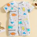 Baby Boys Cute Animal Graffiti Pure Cotton Casual Short Sleeves Romper, Newborn Infant Summer Clothes