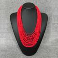 Chic Boho Multilayer Red Rice Bead Necklace Party Jewelry Stylish Accessories