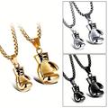 1pc Men's Retro Fitness Boxing Gloves Pendant Necklace, Punk Stainless Steel Necklace