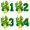 Set, Dinosaur Foil Balloon Birthday Party Decoration Cute Cartoon Animal Jungle Party 32 Inch Number Leaf Balloon Set Keepsakes Home Decoration Party Decor Supplies