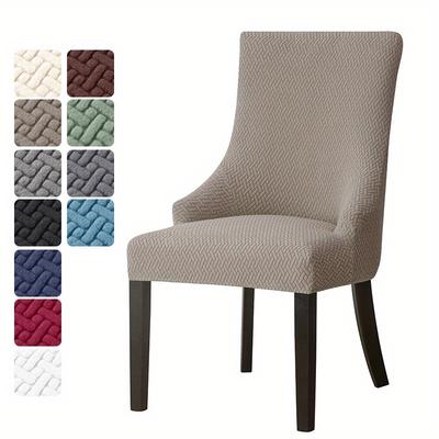 TEMU 1pc Jacquard Dining Chair Slipcover, Non-slip Chair Cover, Furniture Protector For Bedroom Office Living Room Home Decor