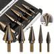 5pcs Cobalt Step Drill Bit Set - 50 Sizes, Titanium Conical Cone Drill Hole Cutter, Aluminum Case