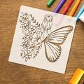 1pc Butterfly Painting Stencils 11.8x11.8 Inch Floral Butterfly Stencil Reusable Flowers Drawing Stencils Diy Art Craft Stencil For Wood Signs, Canvas, Fabric, Tiles, Wall Decoration