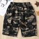 Boys Casual Camouflage Elastic Waist Pocket Cotton Cargo Shorts Kids Summer Clothes
