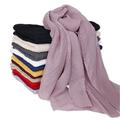 Casual Solid Color Bandana Striped Wrinkle Shawl Scarf Women Lightweight Imitation Silk Neck Scarfs Bandana