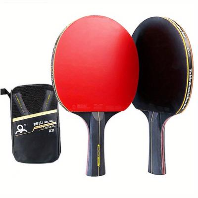 TEMU 2pcs Professional Table Tennis Rackets, 6 Tennis Racket, Double Sided Rubber Paddle With Bag