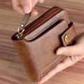 1pc Men's Fashionable Tree Pattern Zipper Buckle, Pu Credit Card Card Holder, Small Zipper Coin Storage Zipper Button Closure Business Wallet, Ideal Gift For Men