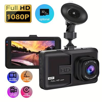 3 Inch Hd 1080p Dash Cam With Suction Cup, Night Vision & Cycle Recording