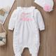 2pcs Baby Girl's Bowknot Decor Long Sleeve Jumpsuit With Collar+ Flower Pattern Design Hat Set, Baby Girl's Clothing Set For Spring And Autumn