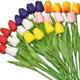12pcs, Tulips Artificial Flowers, Fake Tulips, Lifelike Pu Tulips For Spring Wedding Bouquet Center Flower Arrangement, Table Decoration