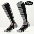 2 Pairs Ski Socks, Knee High Winter Thermal Socks, Comfortable Warm Long Stockings For Hiking Snowboarding Mountaineering & Outdoor Activities